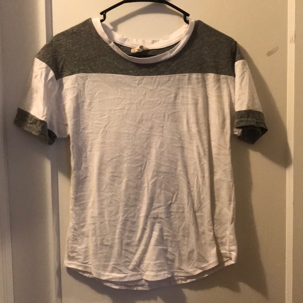 Gray and white T-shirt